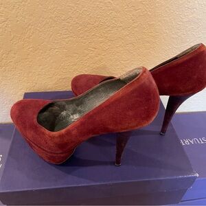 Stuart Weitzman Red Suede Stiletto Heels